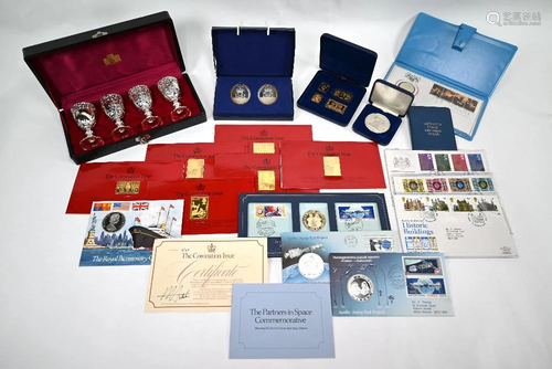 Silver and other commemorative medallions, stamps, …