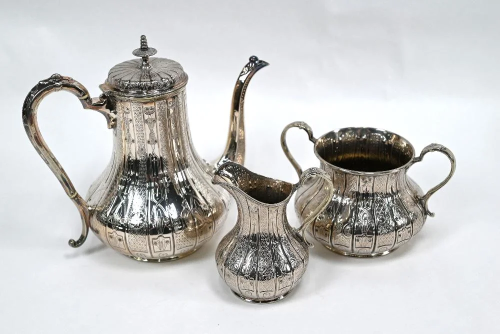 Victorian electroplated three-piece coffee service