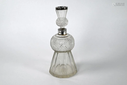 Victorian silver-mounted cut glass thistle-shaped
