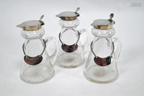 Three silver-topped whisky noggins