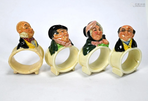 Four Royal Doulton Dickens-character napkin rings