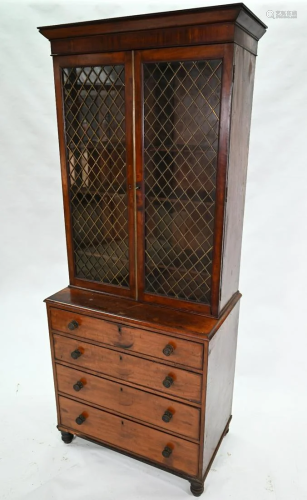 A George III library cabinet on chest