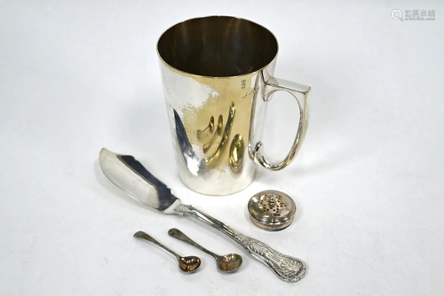 William IV Irish silver butter knife, etc.