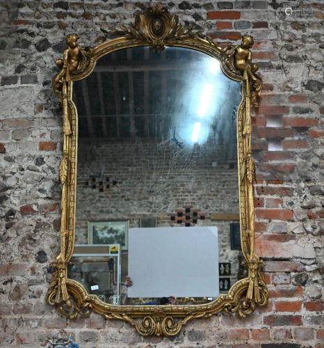 A large 19th century giltwood and gesso mirror