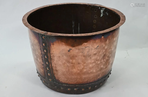 A large rivetted stud copper tub