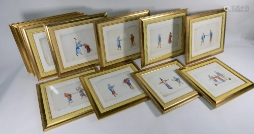 A set of twelve framed and glazed Chinese export