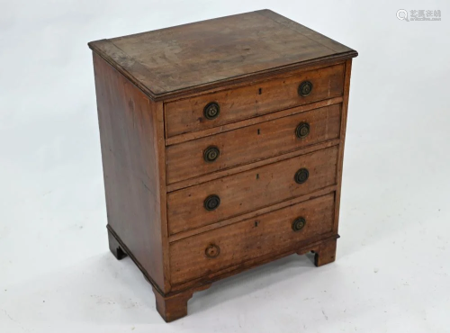 An early 19th century mahogany four drawer chest