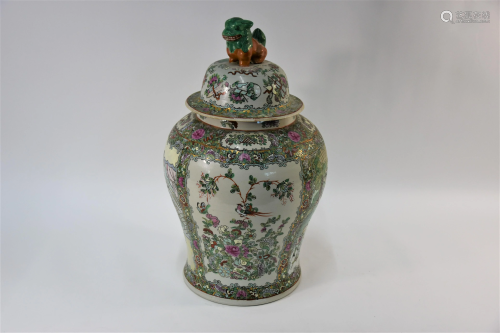 A large 20th century Chinese famille rose baluster jar