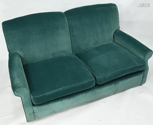 A contemporary Peter Dudgeon sofa in teal upholstery