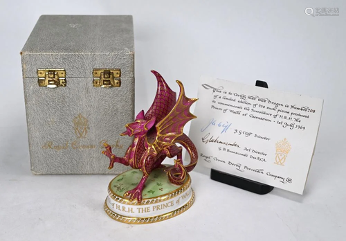 Royal Crown Derby 1969 Commemorative Welsh Dragon