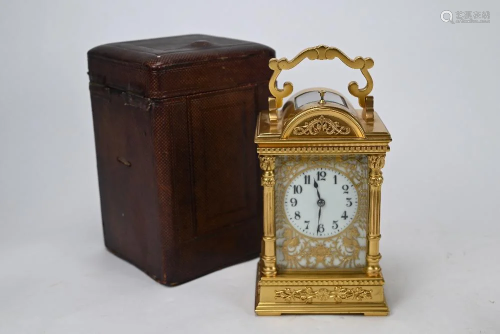 A good lacquered brass hour repeat carriage clock