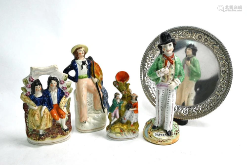 Victorian Staffordshire pottery Temperance figure, etc