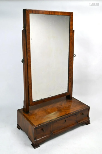A George III crossbanded mahogany toilet mirror