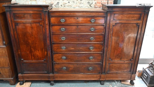 A 19th century mahogany combination wardrobe/chest,