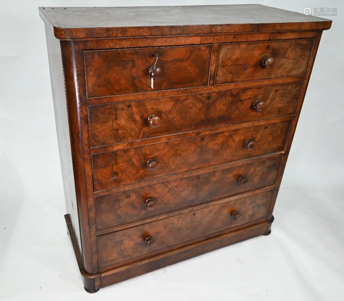 Victorian walnut chest of two short over four long