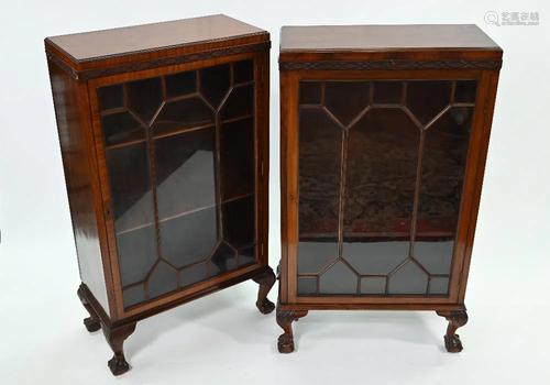 A companion pair of satin walnut astragal glazed single