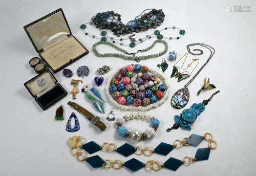 A collection of vintage and later costume jewellery