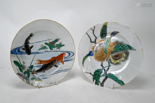 A pair of Meiji period Japanese plates, 21 cm diam