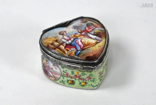 19th Continental enamel pill box