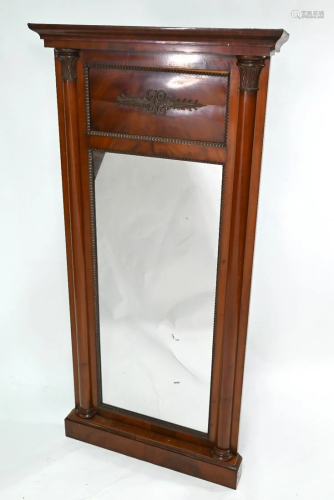 An antique Danish kingwood framed mirror, or pier glass