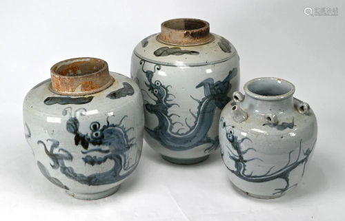 Two South East Asian provincial blue and white jars and