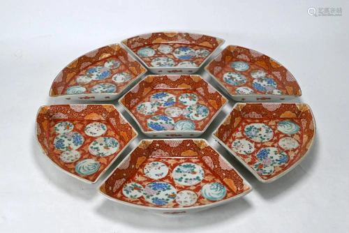 A 19th century Chinese seven piece hors d'oeuvres set,
