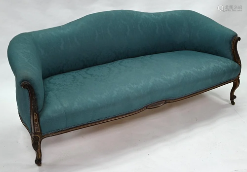 A late 19th century turquoise upholstered sofa