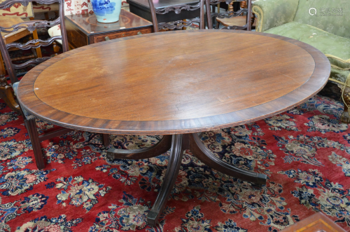 A George III mahogany breakfast table, oval tilt top