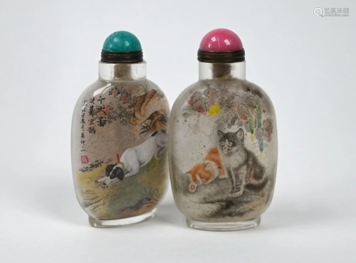 Two 20th century Chinese inside painted glass snuff