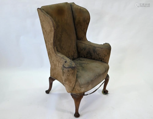 A George II style wing back armchair