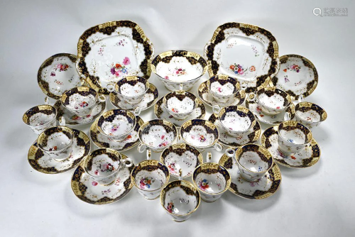 Victorian china floral-painted tea service