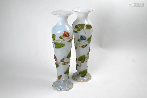 Pr of 19th Century French opaque glass vases