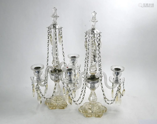 Pair of 19th Century cut glass candelabra