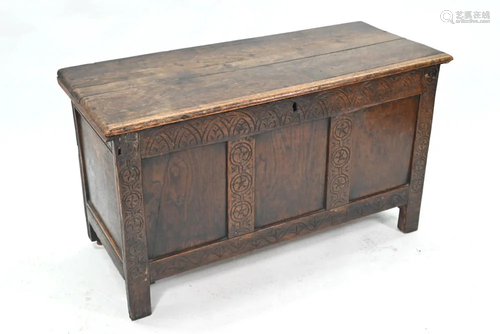 An 18th century oak coffer