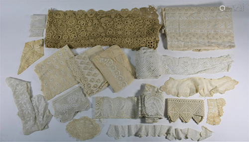 Box of crochet lace including edgings and broderie