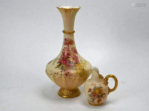 Edwardian Royal Worcester vase and jug