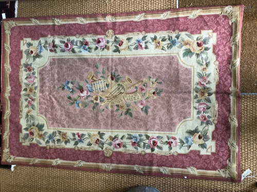 A traditional Aubusson wool needlepoint rug, 182 x 122