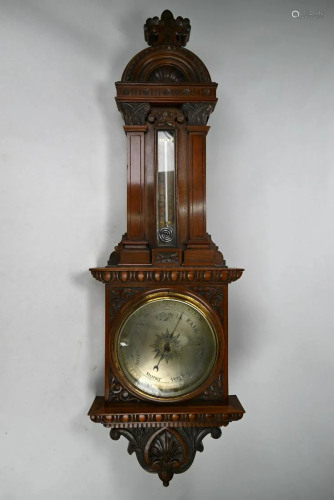 A late 19th century mahogany cased barometer