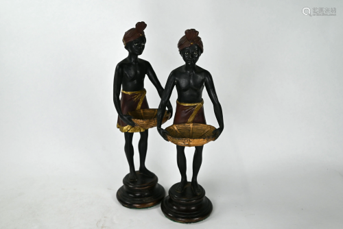 A pair of cold-painted bronze Blackamoor figures