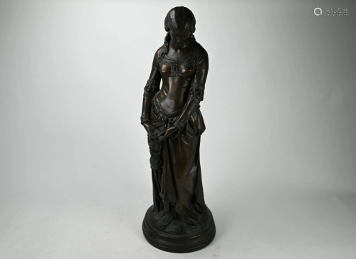 A large cold-cast bronze figure of a Medieval lady