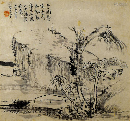 古代 俞瘦石 山水