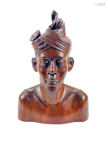 Hand Carved Wood Bust