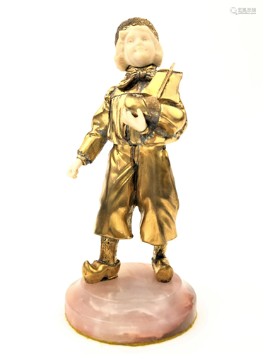 Rene Paul Marquet Gilt Bronze Dutch Boy Sculpture