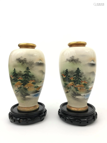 Pair of Japanese Satsuma Porcelain Vases