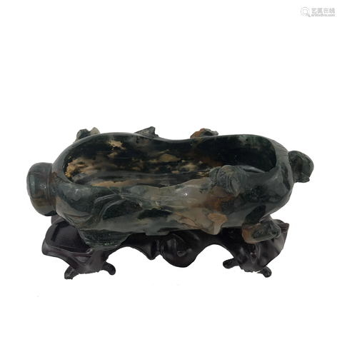 Antique Chinese Hand Carved Ashtray