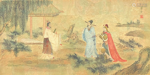 Chinese Hand Painted Painting on Cork Paper.