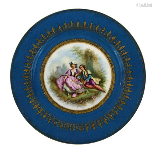 Antique French Sevres Porcelain Plate