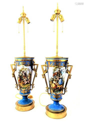 Pair of 19 century sevres lamps