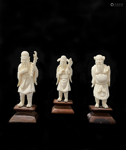 Lot of Three Hand Carved Figures