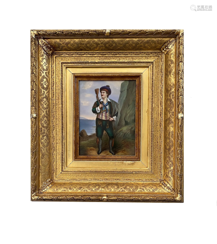 Circa 1900 KPM Style Painted Porcelain Plaque 